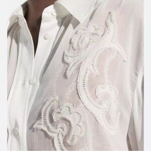 Zara Elegant White bead Embroidered Blouse